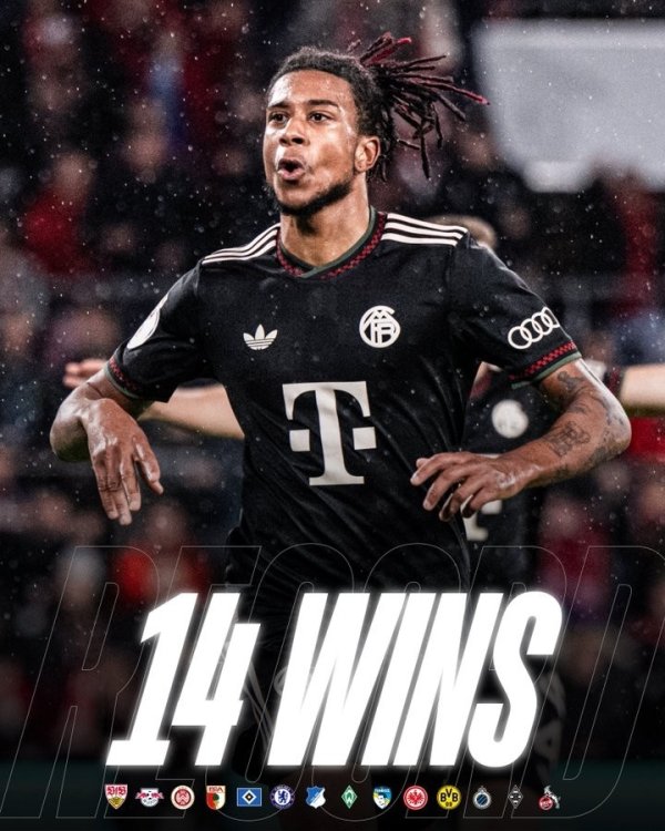 14战全胜！拜仁官推晒海报，庆祝球队创造五大联赛最好开局得益